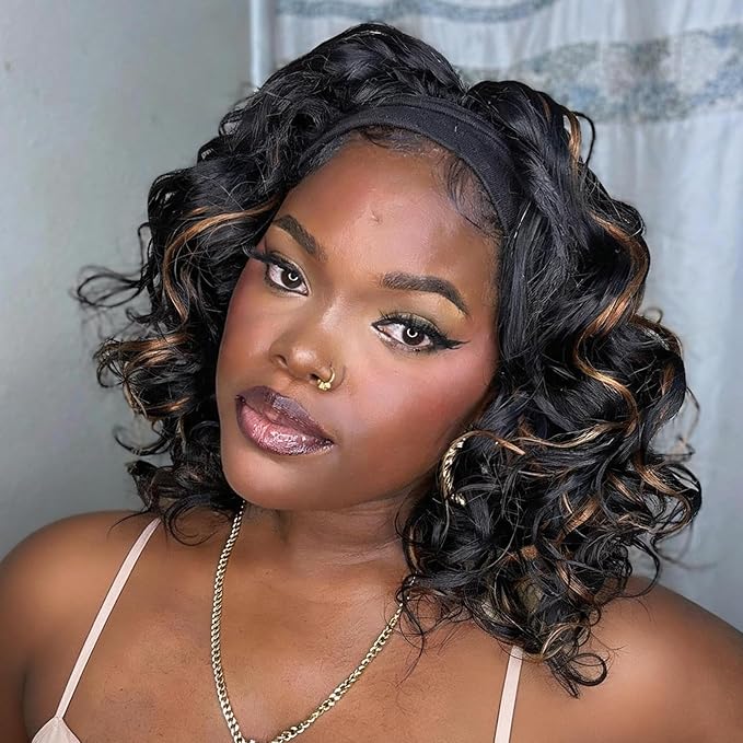 ToyoTress Ocean Wave Feather Crochet Human Hair - 10 Inch 250G Invisible Knotless Water Deep Wave Crochet Human Hair For Black Women Brown Highlight Color Braiding Hair (10 Inch, P1B/30-250G)