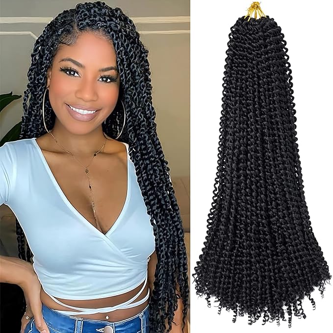 Ubeleco 24 Inch Passion Twist Hair, Water Wave Crochet Hair for Women Black Passion Twists Braiding Hair Long Bohemian Synthetic Hair Extensions Passion Twist Crochet Hair (24 Inch (Pack of 2),1B)
