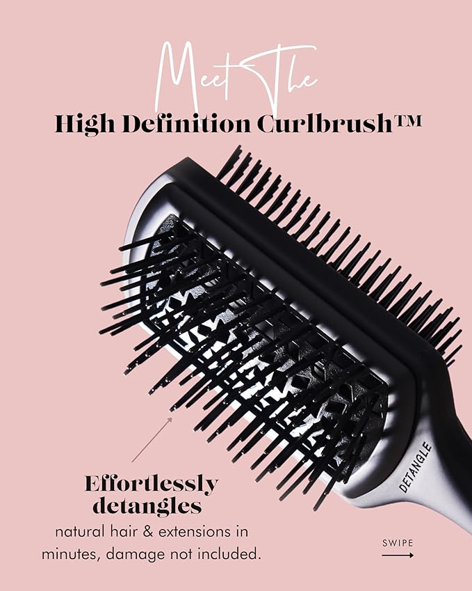 HeatFreeHair High Definition Detangling Brush - Dual-Sided Curl Brush for Black, Natural, Wavy, and Curly Hair - Hair Extension Detangler for Wet/Dry Use