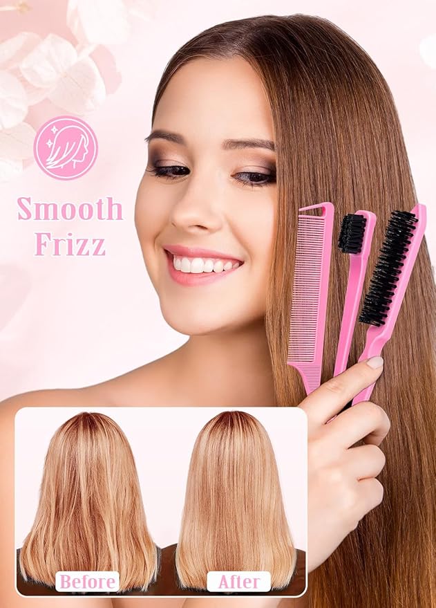 Hair Wax Stick Slick Back Hair Brush Set – Frizz Control for Women, Kids & Men, Smooths Flyaways, Defined Edges, Creates Sleek Ponytails & Buns – Styling Accessories & Stocking Stuffers for Teen Girls