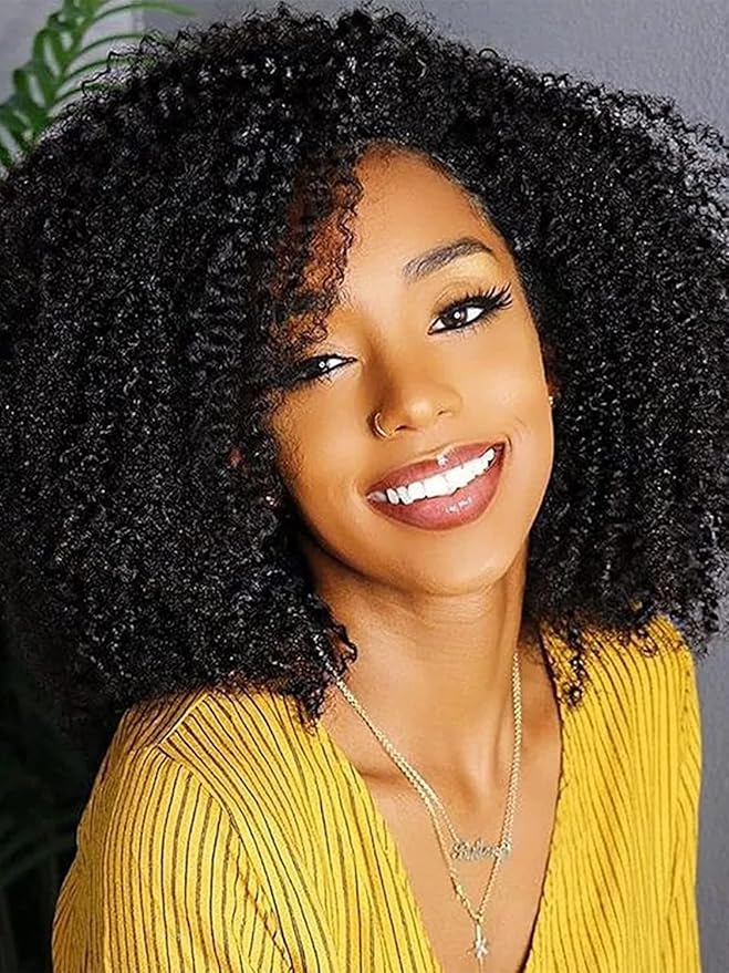 Kinky Curly Half Wig Human Hair 3 In 1 Seamless Flip Over Half Wigs Human Hair Glueless Wear and Go 220 Density Beginner Friendly Drawstring Headband Wig for Women (KC Half Wig, 18 Inch)