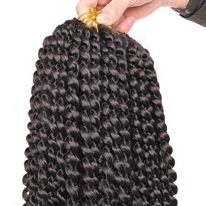Leeven 7 Packs Passion Twist Hair 12 Inch Water Wave Crochet Braiding Hair Dark Brown Bohemian Passion Twist Synthetic Braids Bomb Spring Twist Braiding Hair for Distressed Butterfly Locs 4#