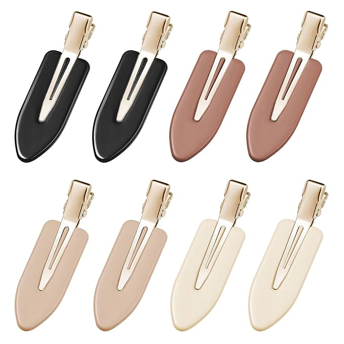 8 Pcs No bend Hair Clips No Crease Makeup Hair Clip Duckbill Clip No Dent Creaseless Alligator Hair Barrettes for Salon Hairstyle Women Girls Makeup Accessories (Black Coffee)
