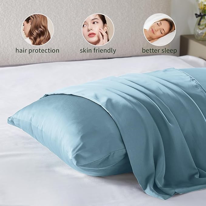 Silk Body Pillow Cover Pillow Pillowcase for Body Pillow Soft Pillow Cover Pillow Case Mulberry Silk Pillowcase for Sleep(Baby Blue,20"X 54",1pc)