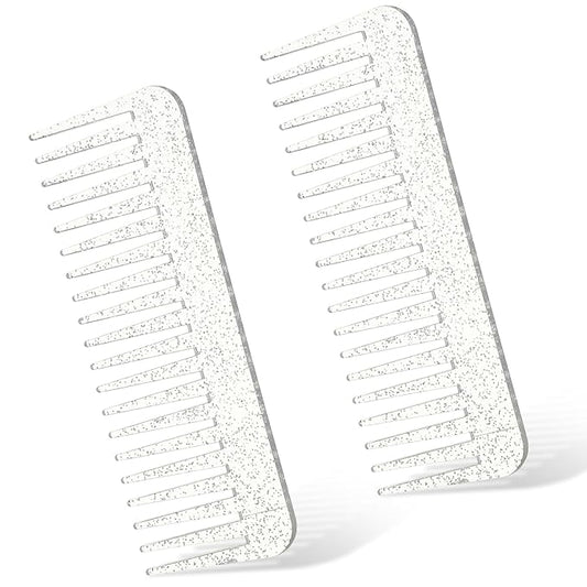 Patelai Wide Tooth Comb Large Hair Detangling Comb for Curly, Wet Dry Hair, No Handle Detangler Accessories(Glitter Clear)