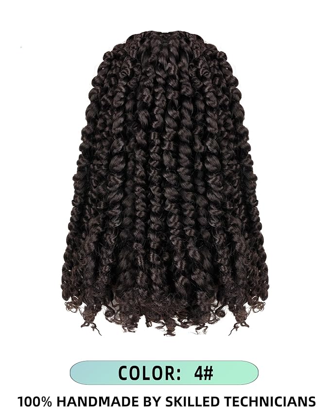 10 Inches 8 Packs Pre Looped Pretwisted Passion Twist Crochet Hair for Black Women and Kids-Light Brown,Soft Hair Extensions Braided by Synthetic Spring Kinky Twist Bohemian Curls(10"-8 Packs,4#)