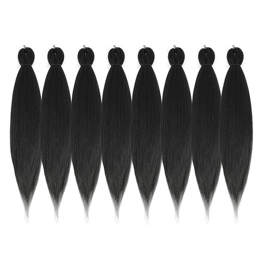 Pre-stretched Braiding Hair - 24 Inch 8 Packs Dark Brown Long Braiding Hair For Twist or Box Braids, Yaki Texture Hot Water Setting Synthetic Braiding Hair Extensions (24 Inch, #2-8P)