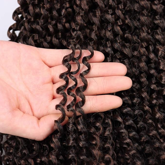 Dorsanee Ombre Brown Passion Twist Hair 22 Inch 7 Packs Water Wave Crochet Hair Long Bohemian Curly Braiding Hair for Butterfly Locs, Faux Locs, Boho Style Spring Twist Crochet Braids (T30#)