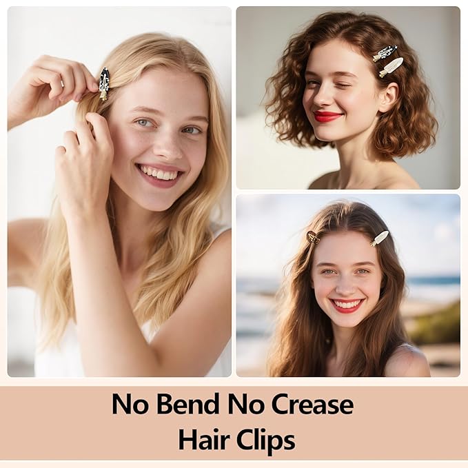 8 Pcs No bend Hair Clips No Crease Makeup Duckbill Clip No Dent Creaseless Flat Alligator Hair Barrettes for Salon Hairstyle Women Girls Accessories Cellulose Acetate(Caramel)