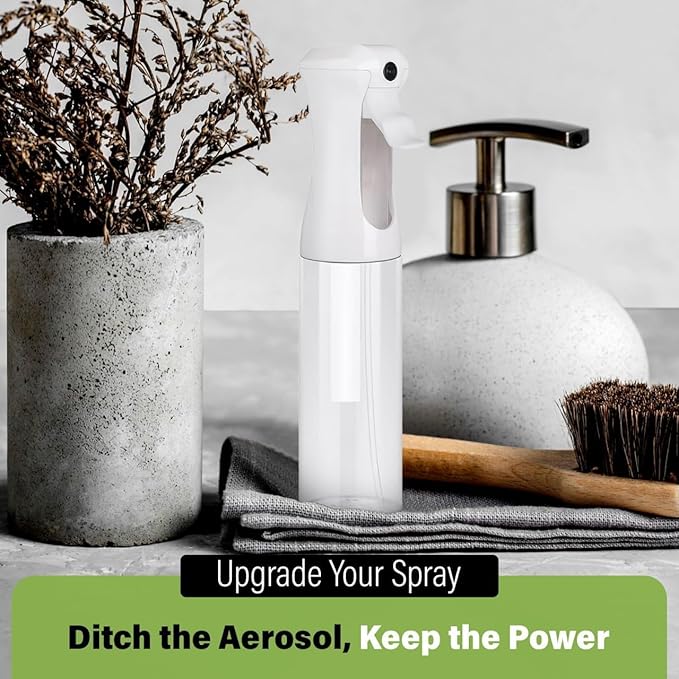 VIGOR PATH Continuous Spray Bottle for Hair – Fine Mist Mister for Styling, Cleaning, Plants, Pets, Salons, and Essential Oil Use (300ml / 10.1 oz, Clear)