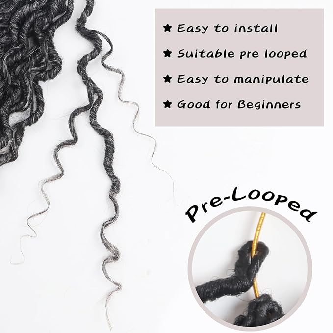 Goddess Locs Crochet Hair,8 Inch 9 Packs Faux Locs Synthetic Crochet Hair for Black Women, Boho Style Pre looped crochet with Curly Ends