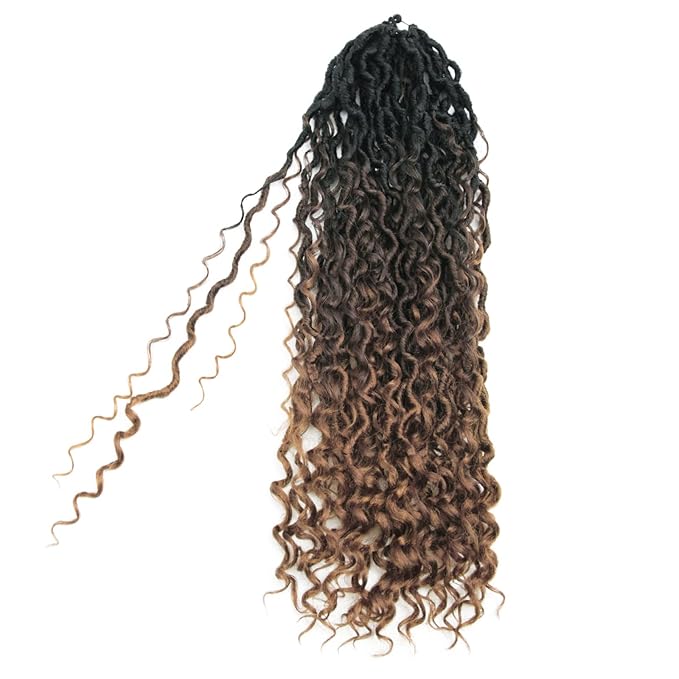 6Packs Goddess Locs Crochet Hair,22Inch Curly Faux Locs Crochet Hair Hippie Loc Crochet Braids Long Crochet Goddess Faux Locs for Black Women(22inch 1B/4/30)