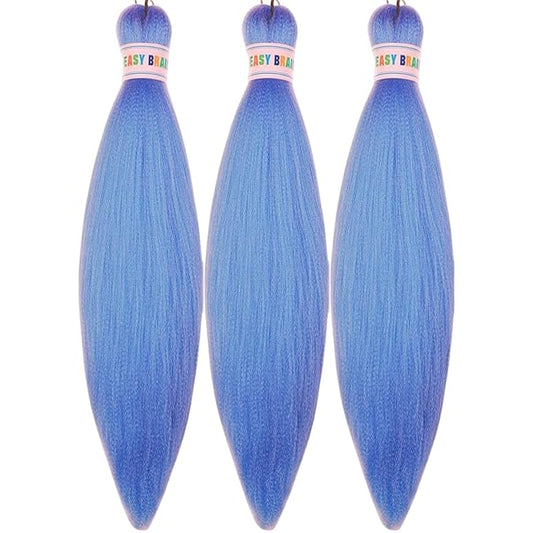 Kids Braiding Hair Pre stretched 16 inches Blue Yaki ez Braid Braiding Hair for Kids Knotless Braids