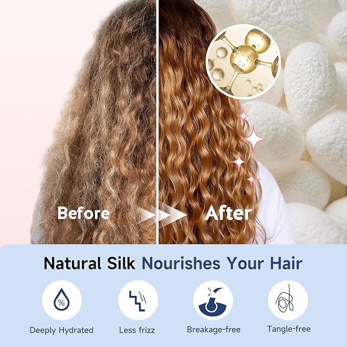 Umisleep Silk Bonnet, Soft Hair Bonnet for Sleeping, Real Mulberry Silk Lining, Bonnets for Women Hair Care, Double Layer Hair Cap with Tie, Large Silk Hair Wrap for Curly Long Hair, Blue