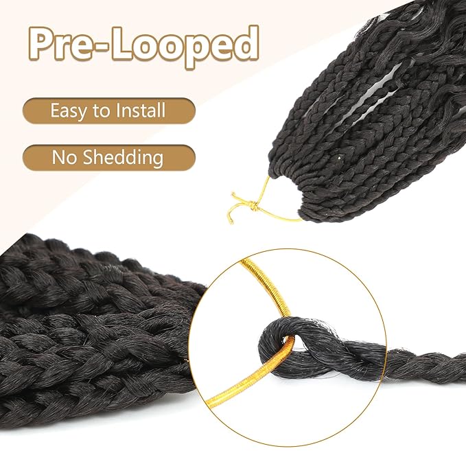 8 Packs Boho Braids Crochet Hair-14 Inch Crochet Box Braids- Bohomian Box Braid Crochet Hair Synthetic Braiding Hair Goddess Box Braids Crochet Hair for Black Women(2#)