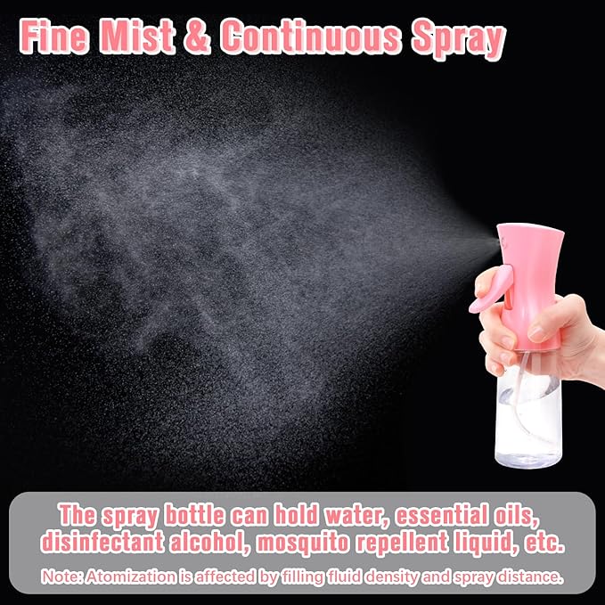 Spray Bottle,Fine Mist Spray for Hair,Ultra-Fine Continuous Spray Bottle for Skincare,Plant Care,Pet Grooming,Cleaning, Refillable Spray Container,Christmas Gift (2Pcs Light Pink)