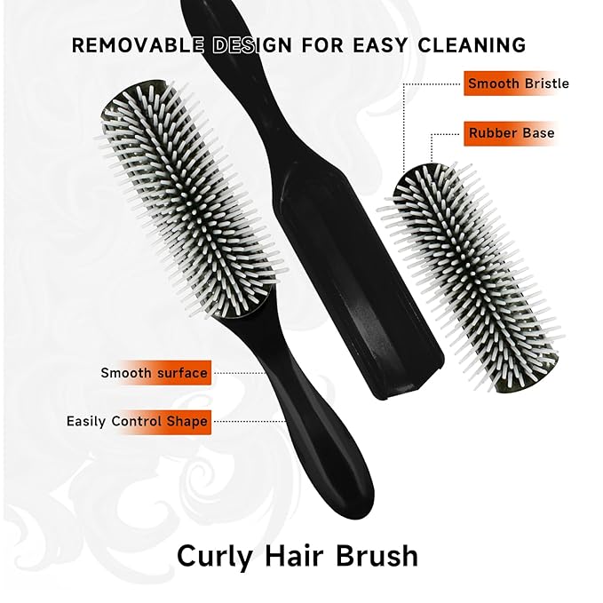 11 Pcs Hair Brush Set, Detangle Hair Brush And Spray Bottle, 3 Pieces Smooth Hairbrush For Toddlers, Suitable For Wet and Dry Hairstyles, Suitable For Adults And Children(Black)