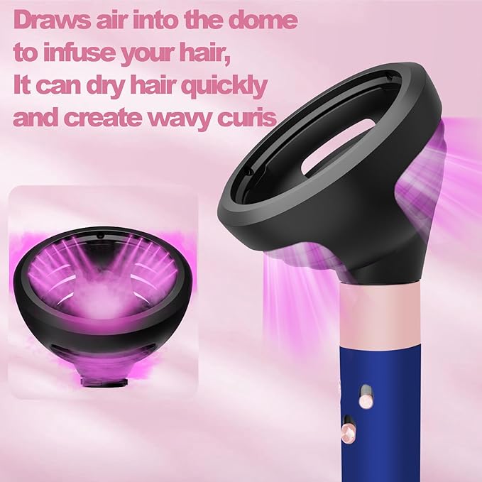 Wave Curl Diffuser Attachment for Dyson Airwrap HS01 HS05 HS08, Upgraded Hair Diffuser Nozzle Dome and Diffuse Modes to Dryer Faster and Define Curls Hair, Black
