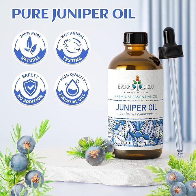 EVOKE OCCU Juniper Berry Essential Oil for Relaxation Clean Massage, Add to Diffuser and lotions - 4 Fl Oz