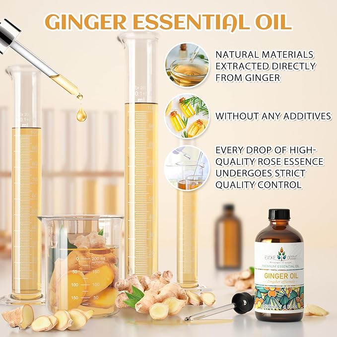 EVOKE OCCU Ginger Oil for Mental Clarity, Relieve Soreness, Hair Nourishment, Add to Diffuser and Spray - 4 Fl Oz
