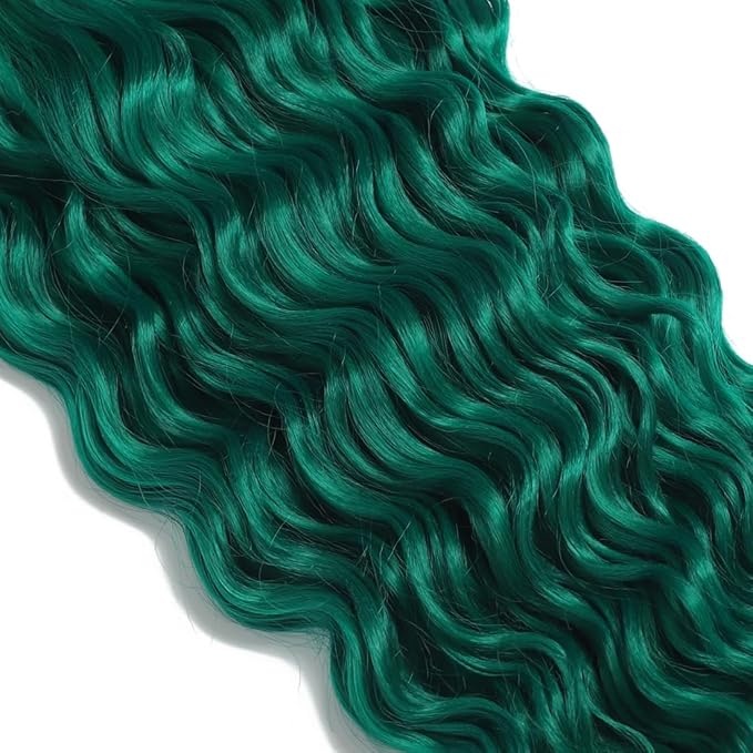 24 inch Ocean Wave Crochet Hair Deep Twist Crochet Hair Extensions Curly Braiding Hair 3 packs Long Wavy Braids For Women(24 inch, Green)