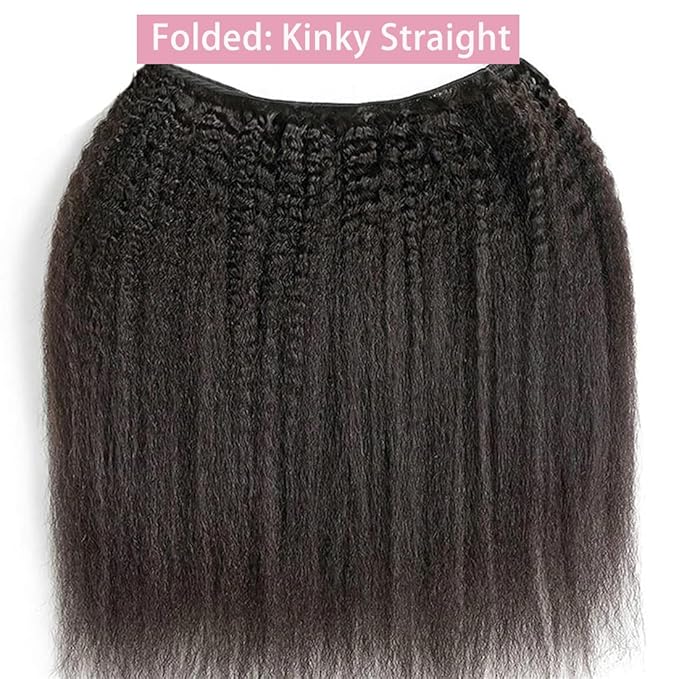 Kinky Straight Bundles Human Hair 26 Inch Yaki Straight Bundles Real Human Hair 100% Unprocessed Brazilian Deals Kinkycurly Hair Extensions Single Bundle, Style Keep Texture Silky Soft Natural Black