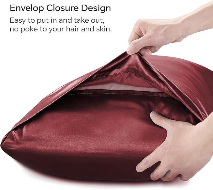 BEDELITE Satin Body Pillow Cover, Super Soft and Cooling Body Pillow Pillowcase for Hair and Skin, Breathable Silky Full Long Pillowcase Cover(20"x54", Burgundy)