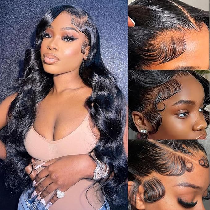 12A Human Hair Bundles with Frontal 18 20 22 with 16 Inch Brazilian Body Wave 3 Bundles Human Hair with 13x4 HD Lace Frontal Closure 100% Unprocessed Virgin Human Hair Weave
