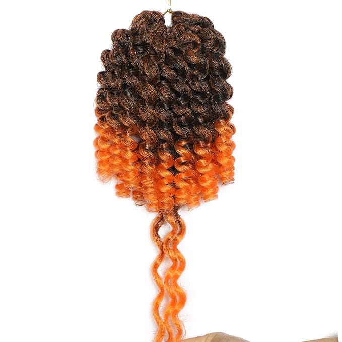 Orange 3Packs 2X Ringlet Wand Curl Jamaican Bounce Crochet Hair 8 inch Natural Crochet Hair Extensions Crochet Braiding Hair 60 Roots
