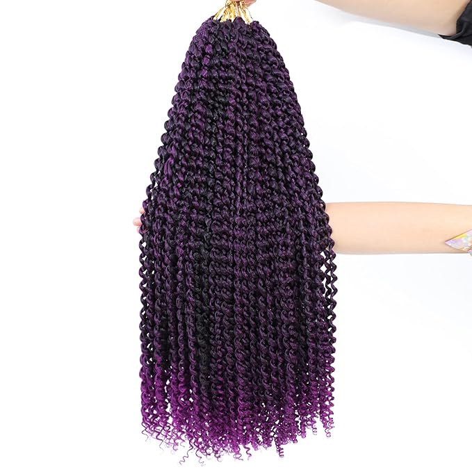 Passion Twist Hair Purple 24 Inch 8 Packs Passion Twist Crochet Hair Braiding Hair Long Bohemian Spring Twist Hair Crochet Braids Synthetic Hair Extension (24 Inch, T1B/Purple)