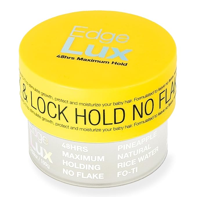 Edge Lux Edge Control Gel with Castor Oil, Keratin, Biotin, and Olive Oil - 48 Hour Maximum Hold, Non-Flaking, Non-Greasy, Scented, Conditioning Styling Gel for All Hair Types