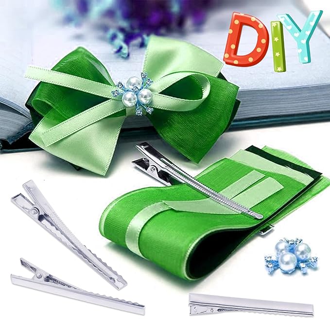 200Pcs 2.95 inch / 7.5 cm Alligator Hair Clips Bulk Silver Single Prong Hair Clips For Bows Making Hair Pins For Sectioning Hair Styling And Sectioning Hairdressing DIY Crafts