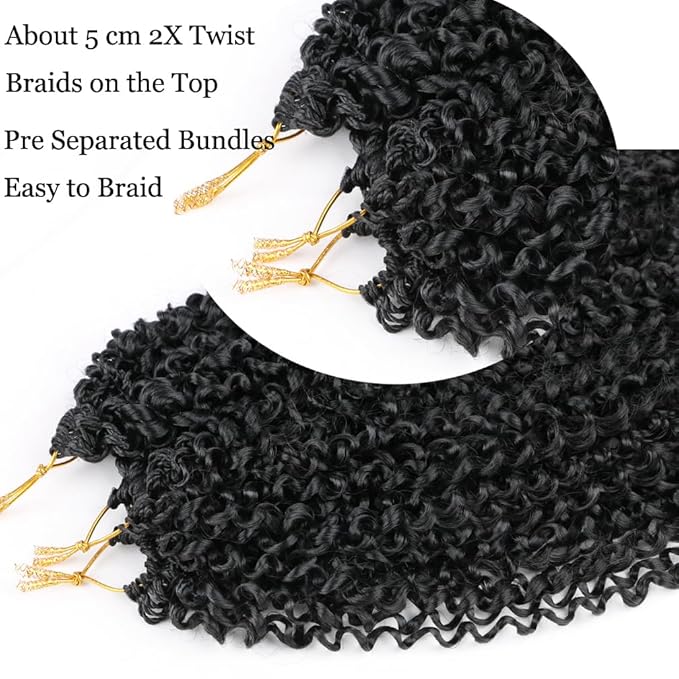 Passion Twist Hair Extensions Black Curly Crochet Hair 12 Inch Short Curly Braiding Hair 3 Packs Crochet Braids with Curls for Black Women(12",1B)
