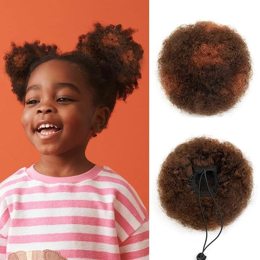 isheeny Small Human Hair Ponytail Extension For Black Women, Human Hair Bun Small Drawstring Ponytail H4-30 For Little Girls, Curly Hairpiece Natural, Soft, And Durable For Repeated Use