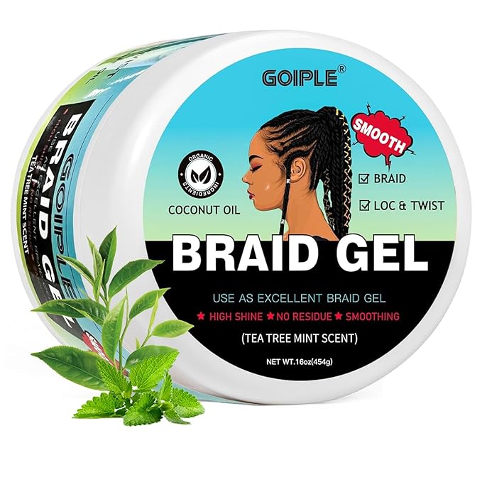 16 OZ Braiding Gel for Twist, Locs, Braids, Edge Control - Extra Hold, High Shine, No Flake, Long Lasting for Locks, Cornrows - Smooths & Tames Frizz (Tea Tree)