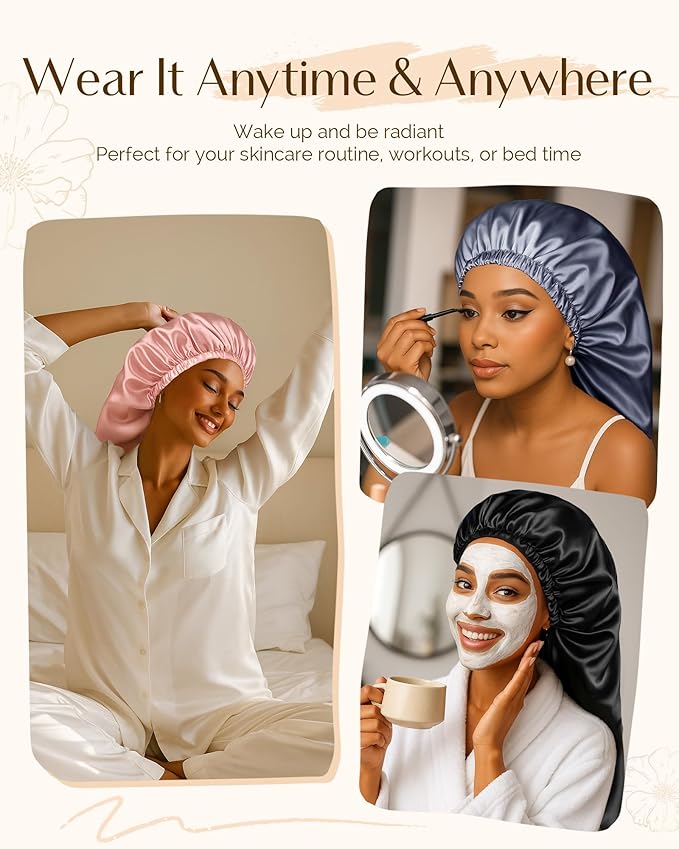 YANIBEST Long Bonnet Braid Bonnet for Sleeping Adjustable Satin Silk Bonnet for Braids Sleep Bonnet for Women Locs Ash Blue