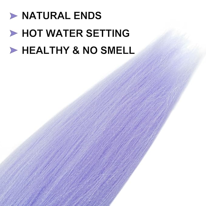 Light Purple Braiding Hair Extensions Rumi Wig Hair Pre Stretched Lavender 20 Inch 3 Packs Professional Easy Braiding for Crochet Braids Twists Locs Hair Soft Yaki Texture Hot Water Setting Synthetic