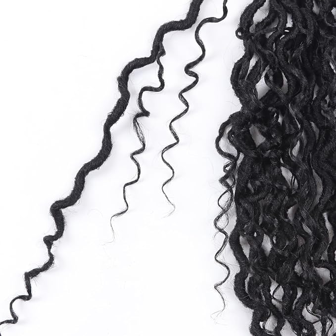Goddess Locs Crochet Hair,Vemet 14 Inch 9 Packs Synthetic Faux Locs Crochet Hair for Black Women,River Locs Hair Extensions Boho Style Pre looped Faux Locs with Curly Ends