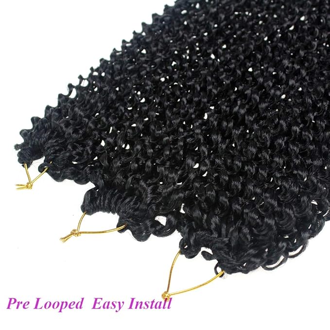 Dorsanee Black Passion Twist Hair 22 Inch 7 Packs Water Wave Crochet Hair Long Bohemian Curly Braiding Hair for Butterfly Locs, Faux Locs, Boho Style Spring Twist Crochet Braids (1#)