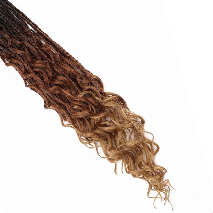 18 Inch Goddess Box Braids Crochet Hair for Black Women 8 Packs Crochet Box Braids Pre-looped Boho Box Braids Crochet Braids Synthetic Braiding Hair Extension 1b/30/27