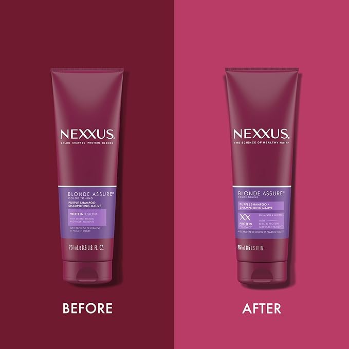 Nexxus Blonde Assure Purple Shampoo, For Blonde Hair Color Care Shampoo, Keratin Protein 8.5 oz