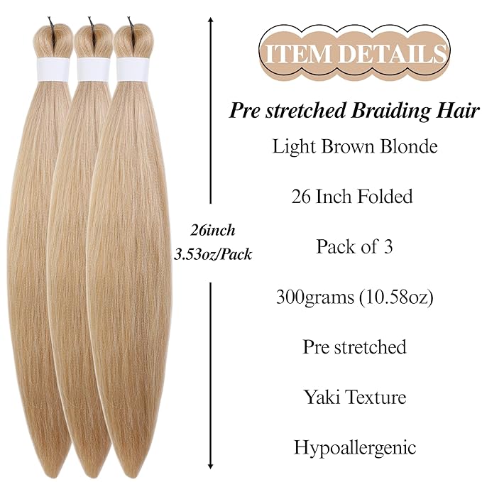 Light Brown Blonde Pre stretched Braiding Hair Anti Itch Braiding Hair Knotless Ez Braid for Box Braids Twist