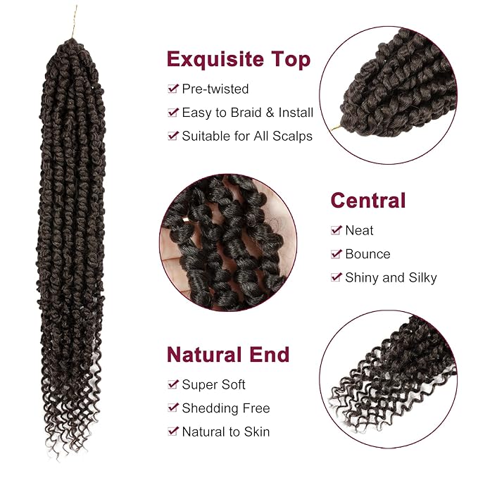 Passion Twist Hair - 8 Packs 20 Inch Passion Twist Crochet Hair For Women, Crochet Pretwisted Curly Hair Passion Twists Synthetic Braiding Hair Extensions (20 Inch 8 Packs, #4)