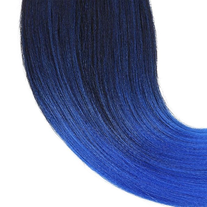 Dorsanee Ombre Blue Braiding Hair Pre Stretched 20 Inch 6 Packs Braiding Hair Extensions for Crochet Box Braids Twists Locs Hair Itch Free Soft Yaki Texture Hot Water Setting (20inch,#1B/Blue)
