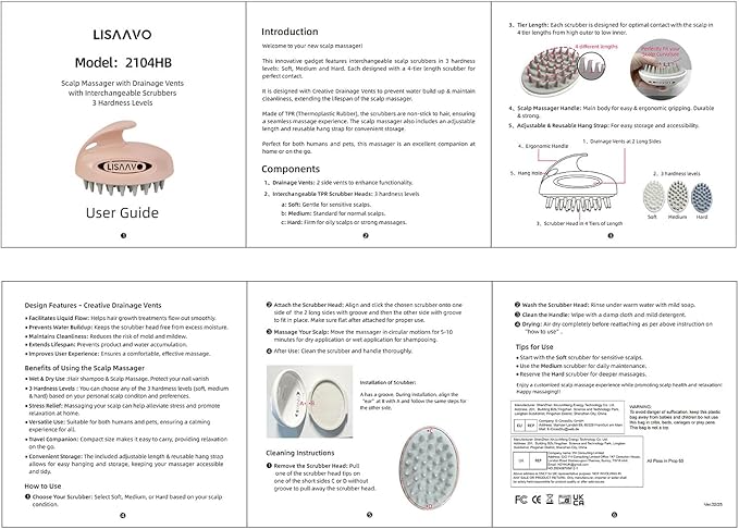 3 in 1 Hair Growth Scalp Massager,Replaceable Shampoo Brush for Relaxing,Deep Cleansing Exfoliator & Soothes itching - Wet/Dry Use for All Hair Types,Blue