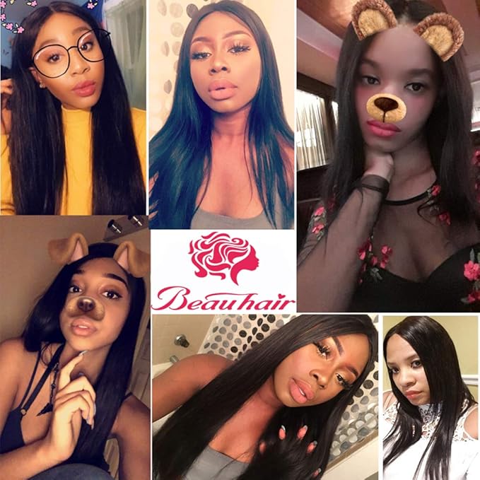 Brazilian Straight Hair 3 Bundles With Frontal Closure 13x4 Ear To Ear Lace Frontal With Bundles Unprocessed Virgin Human Hair Extensions Natural Color (18 20 22+18Frontal)