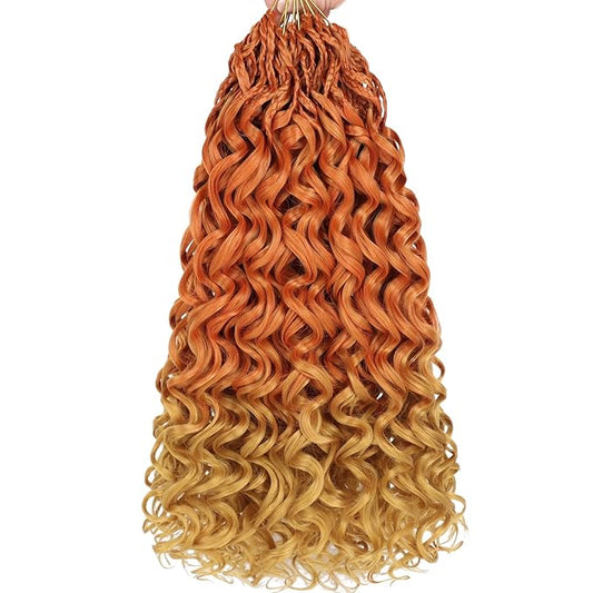 14 Inch Gogo Curl Crochet Hair Natural Black Ocean Wave Crochet Hair Deep Twist Pre-looped 8 Packs Goddess Box Braids Short Curly Water Wave Synthetic Braiding Hair for Women (16Strands/pack Torange#)