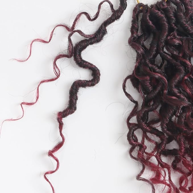 Goddess Locs Crochet Hair, 8 Inch 9 Packs Faux Locs Synthetic Crochet Hair for Black Women, Boho Style Pre looped crochet with Curly Ends