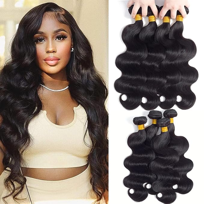 12A Body Wave Bundles Human Hair 20" 22" 24" 26" 400g 100% Unprocessed Brazilian Virgin Hair Body Wave 4 Bundles Human Hair Weave Bundles Natural Color