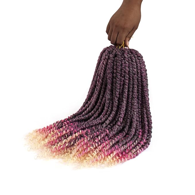 18inch Passion Twist Crochet Hair 96 Stands Pre-Twisted Passion Twist Hair 6 Packs Pre-Looped Passion Twists Braids Synthetic Passion Twist 0mbre Pink&Blonde Crochet Braids Hair Extensions